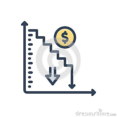 Color illustration icon for Decreased, reduced and analysis Cartoon Illustration