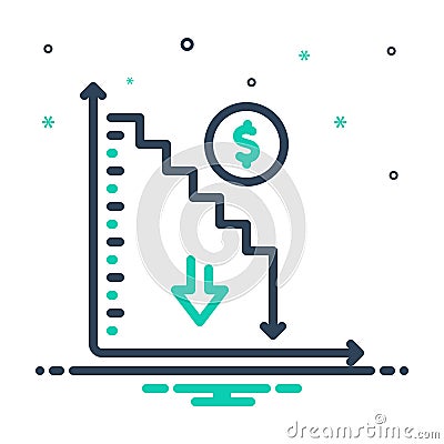 Mix icon for Decreased, reduced and scarcity Stock Photo