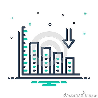 Mix icon for Decreased, reduced and finance Stock Photo