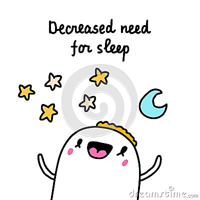 Decreased need for sleep insomnia bipolar disorder symptom man expressive in cartoon comic style Cartoon Illustration