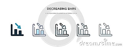 Decreasing bars chart icon in different style vector illustration. two colored and black decreasing bars chart vector icons Vector Illustration