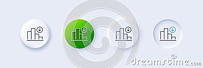 Decreasing graph line icon. Crisis chart sign. Line icons. Vector Stock Photo
