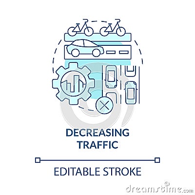Decreasing traffic blue concept icon Vector Illustration