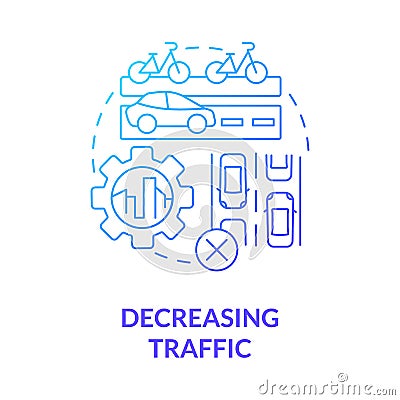 Decreasing traffic blue gradient concept icon Vector Illustration
