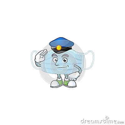 A dedicated Police officer of surgery mask mascot design style Vector Illustration