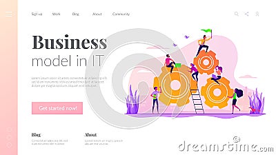 Dedicated team landing page template Vector Illustration