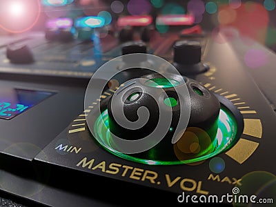 Deejay mixing console close-up Stock Photo