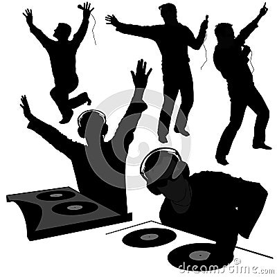 Deejay silhouettes Vector Illustration