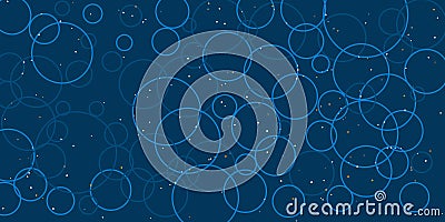 A deep blue background features overlapping light blue circles, forming a dynamic and modern abstract pattern. Vector Illustration
