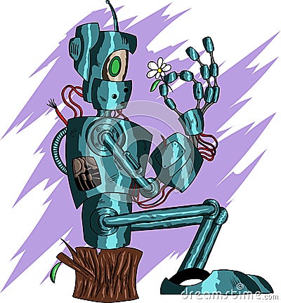 Deep Blue Funny Robot Vector Illustration