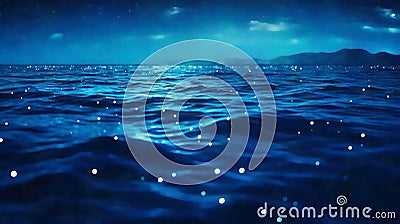 deep blue moonlit ocean at night with calm waves would make a great travel background, art of night Stock Photo