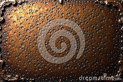Deep bronze grooves, hammered effect, visible tooling marks, material, rusty Stock Photo