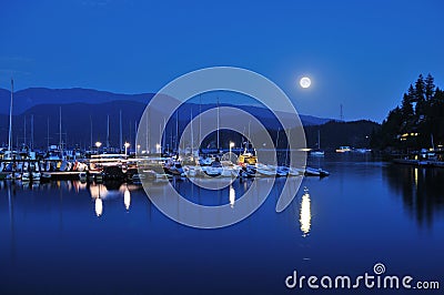 Deep Cove Full Moonrise Stock Photo