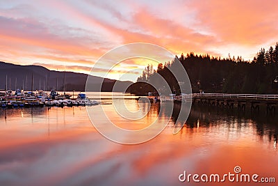 Deep Cove sunrise, North Vancouver Stock Photo