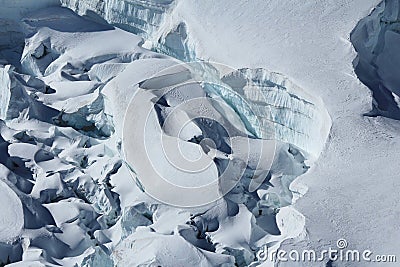 Deep crevasses in the Aletsch glacier. Stock Photo