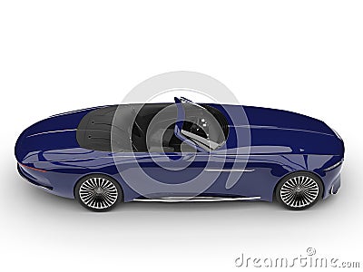 Deep dark blue modern convertible concept car - side view Stock Photo