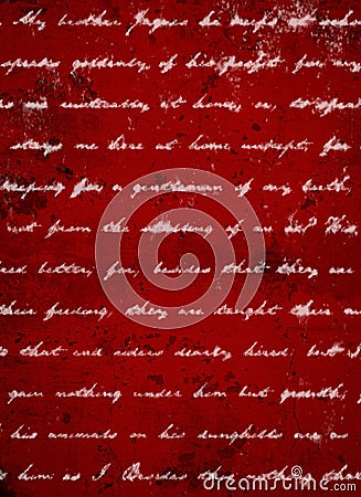 Deep Dark Red Grunge Background with White Script Writing Stock Photo
