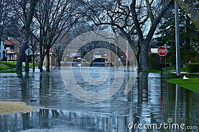 Deep Flood Water Stock Photo
