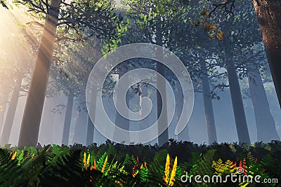 Deep Forest 3D render Stock Photo