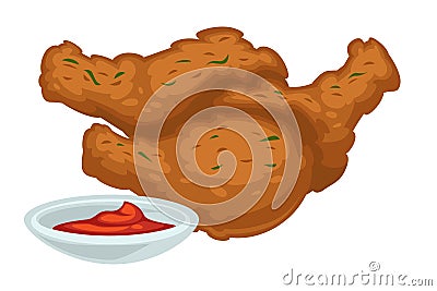 Deep fried chicken legs with sauce fast food meal Vector Illustration