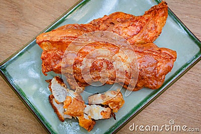 Fried streaky pork, style thai food. Stock Photo