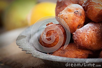 Deep fried fritters donuts Stock Photo