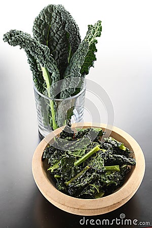 Black kale chips Stock Photo