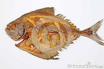 Deep Fried Pomfret Fish Stock Photo