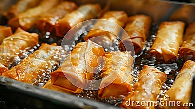 Deep fried vegetable spring rolls golden, crispy, and deliciously cooked to perfection Stock Photo