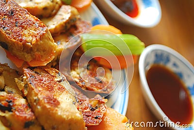 Deep fried vegetarian meat roll Stock Photo