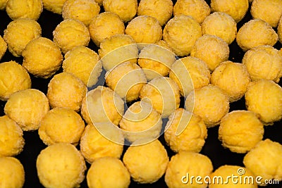 Deep-frozen round potato croquettes Stock Photo