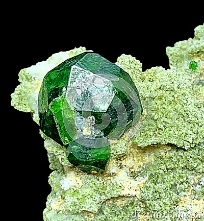 Deep green demantoid garnet Mineral specimen from iran Stock Photo