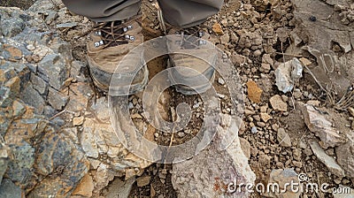 The deep grooves on the heels told a tale of the rocky uphill battles this person had conquered. Stock Photo