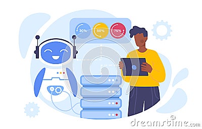 Deep learning robot vector concept Vector Illustration