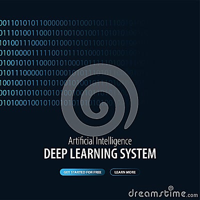 Deep Learning System. Banner for Social Media. Vector Illustration. Vector Illustration