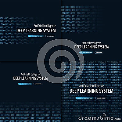 Deep Learning System. Banner for Social Media. Vector Illustration. Vector Illustration