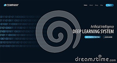 Deep Learning System. Website or mobile app landing page. Vector Illustration. Vector Illustration