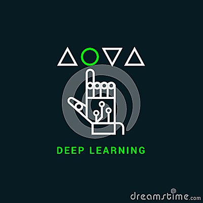 Deep machine learning linear icon in two colors. Vector icon of robot training. Vector Illustration