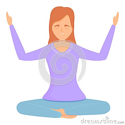 Deep meditation icon, cartoon style Vector Illustration