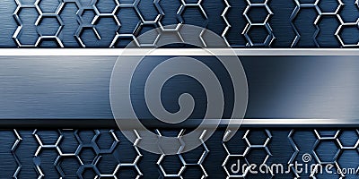 Deep navy and silver geometric background with hexagonal patterns and a soft Stock Photo