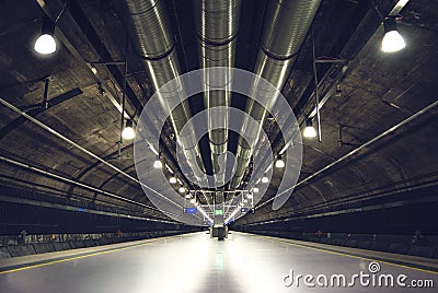 Deep perspective of metro station in Oslo Stock Photo
