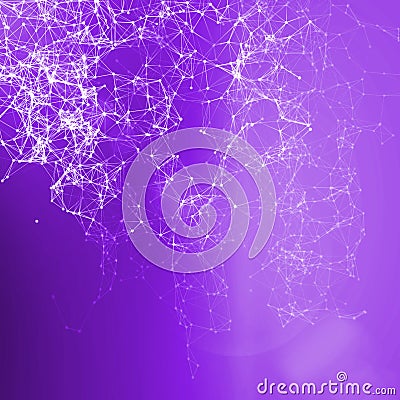 Deep purple romantic abstract background. Connecting dots Stock Photo