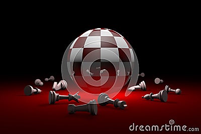 deep relax chess metaphor 3D render illustration. Free space Cartoon Illustration