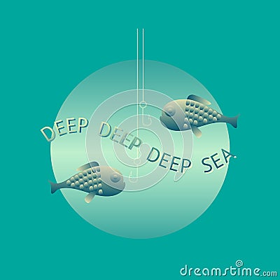 Deep sea card. Vector illustration. Vector Illustration