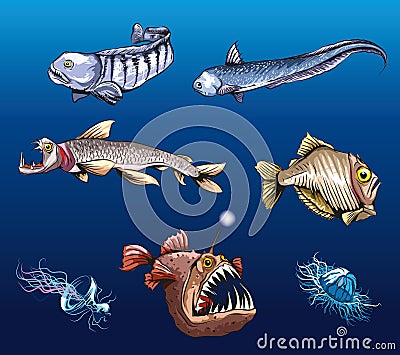 Deep sea fish Vector Illustration