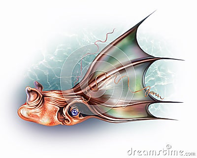 Deep sea octopus Cartoon Illustration