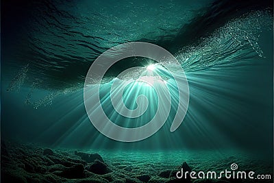 deep sea or under the deep water horizon sun rays Generative AI Stock Photo