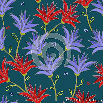 Deep seamless with flowers Vector Illustration