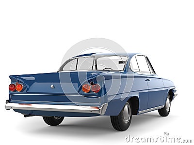 Deep sky blue restored vintage car - taillight view Stock Photo