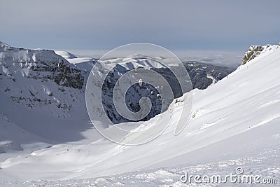 Deep Snowy Valley Stock Photo